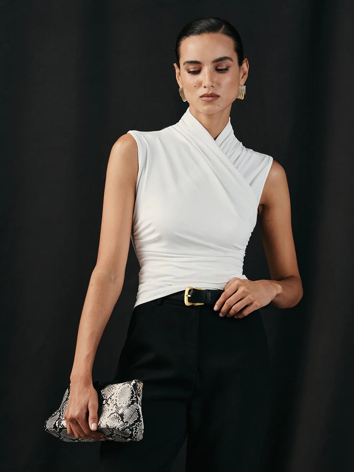 Élégante Blouse à Col Croisé