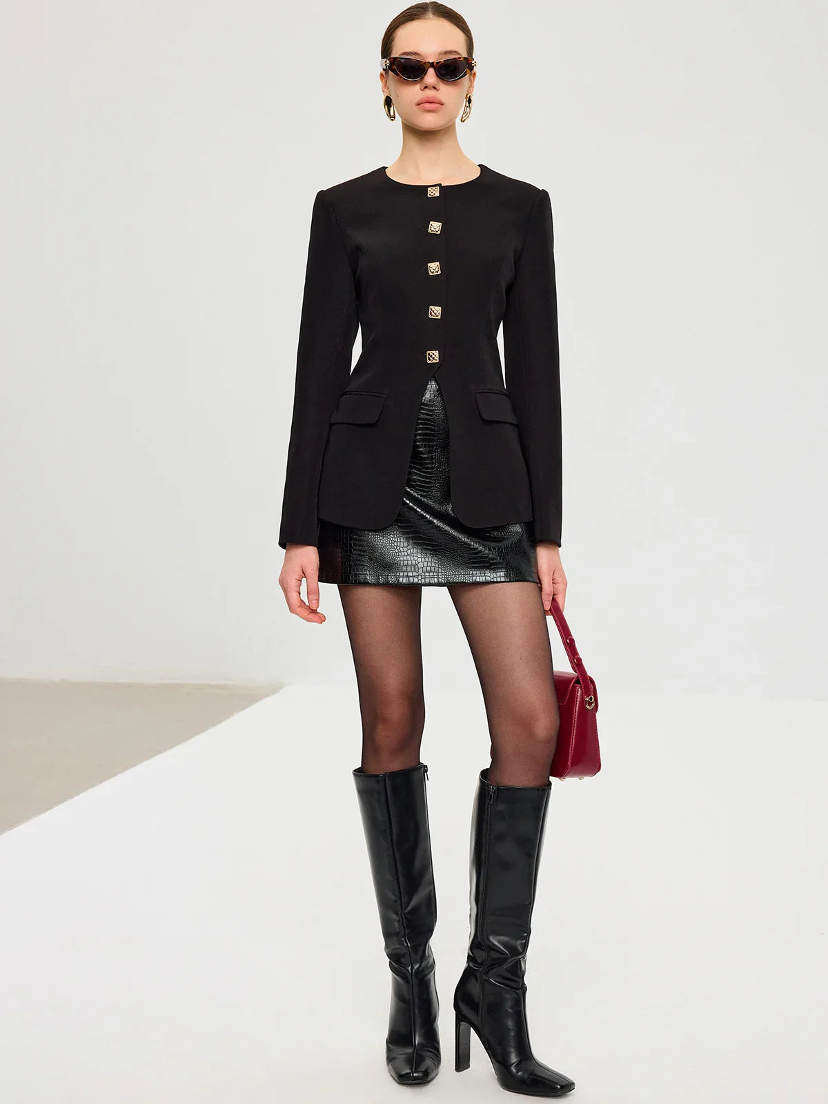 Blazer avec Boutons en Métal
