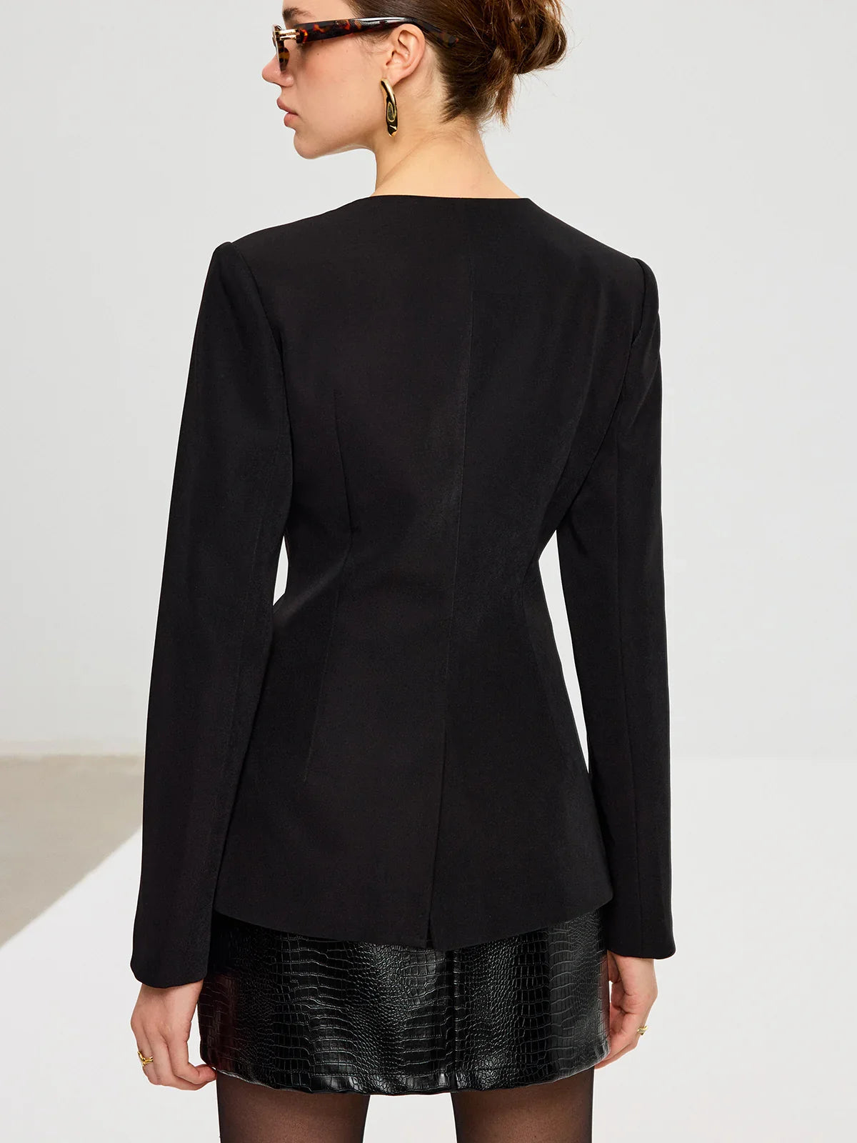 Blazer avec Boutons en Métal