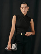 Élégante Blouse à Col Croisé