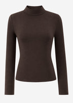 Chemise à manches longues avec col roulé - marron
