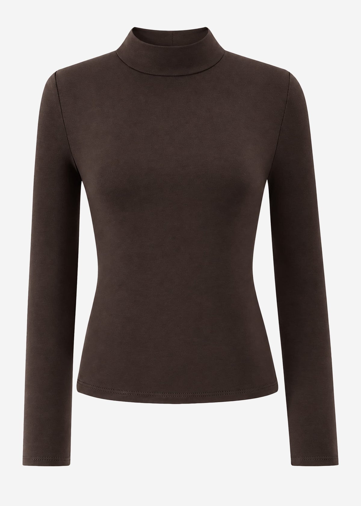 Chemise à manches longues avec col roulé - marron