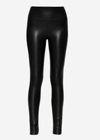 Leggings en cuir taille haute avec large ceinture - noir
