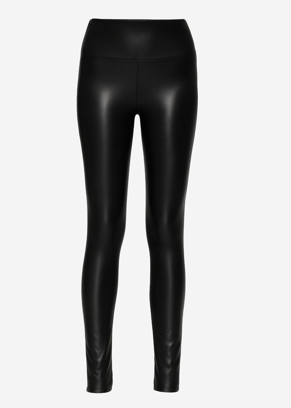 Leggings en cuir taille haute avec large ceinture - noir
