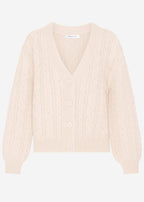 Gilet en tricot avec motif en torsades - greige