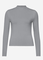 Pull en maille côtelée avec col montant - gris