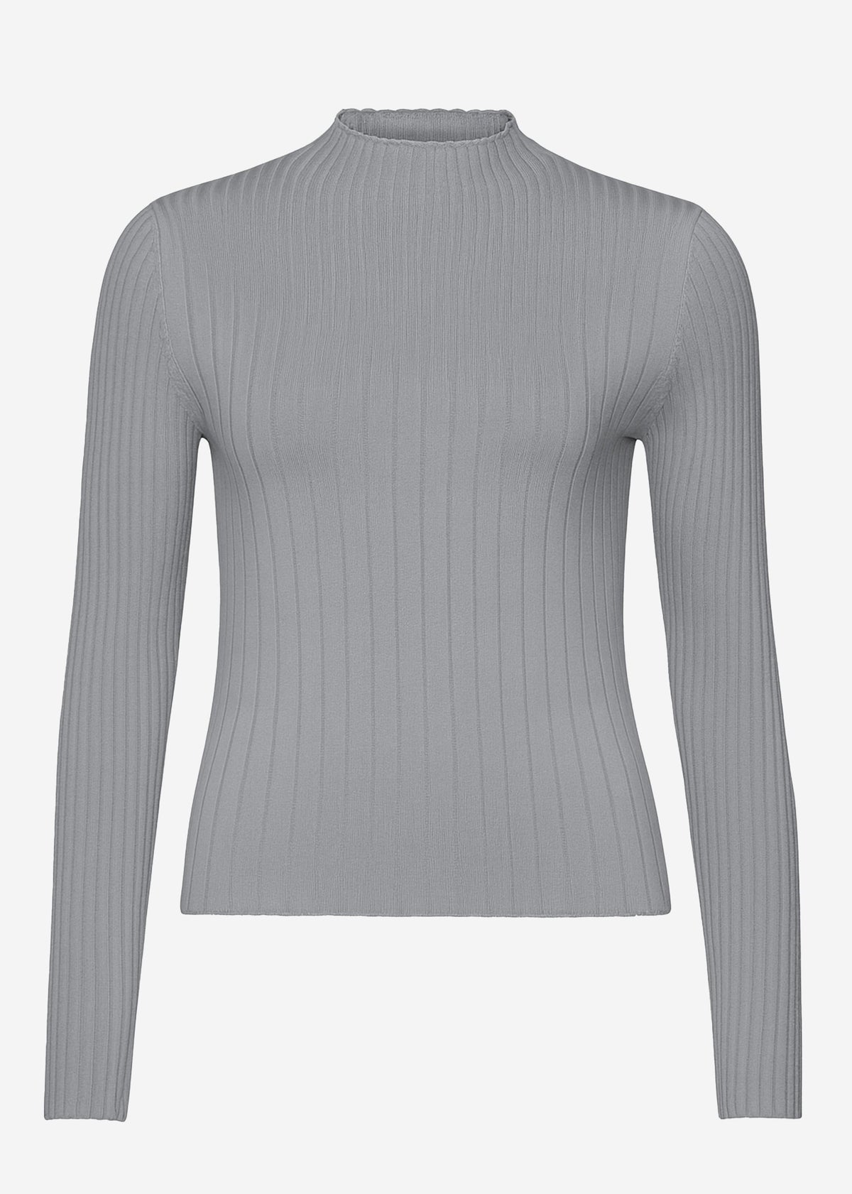 Pull en maille côtelée avec col montant - gris