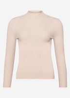 Pull en côtes avec col montant - beige