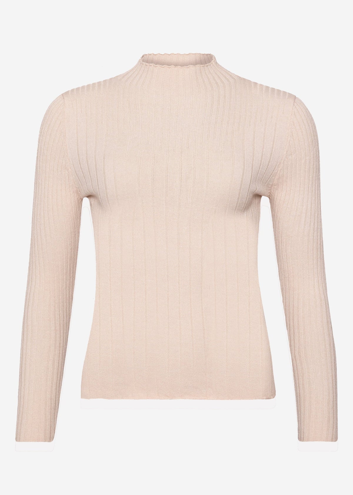 Pull en côtes avec col montant - beige