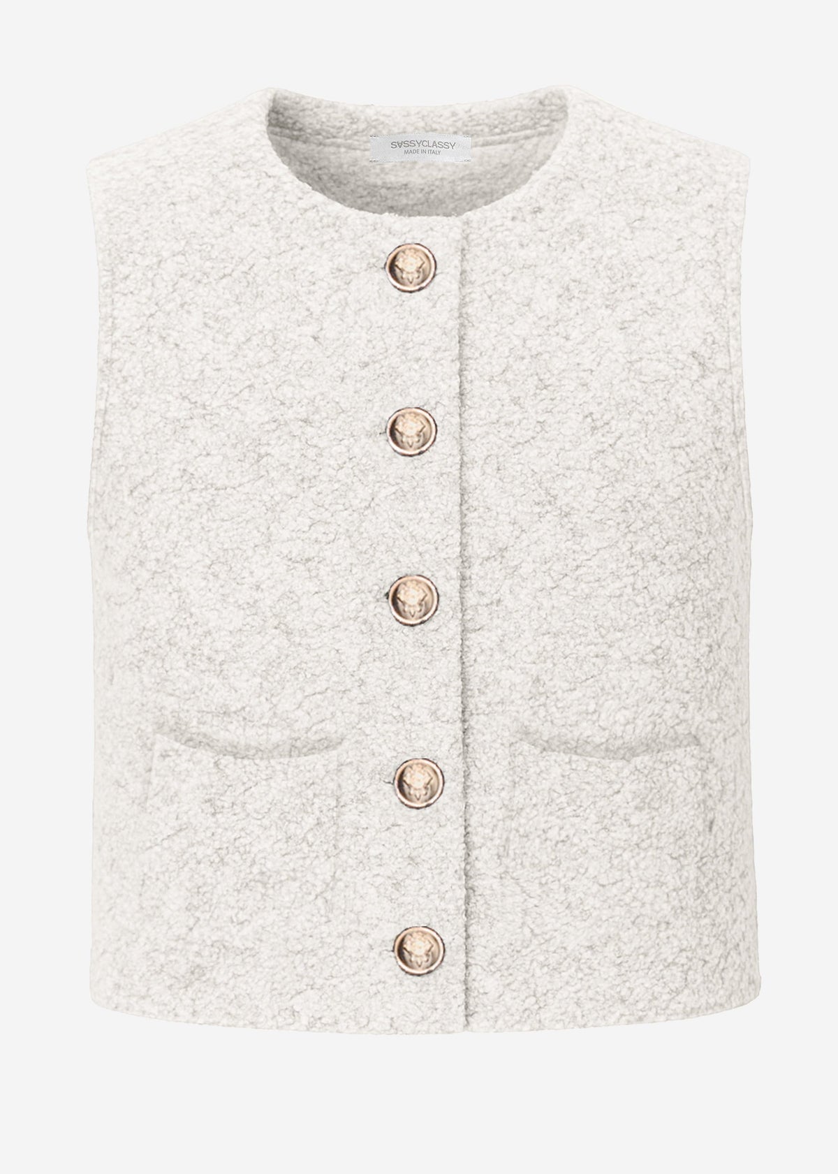 Gilet en bouclé avec poches - greige