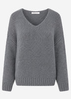 Pull oversize avec décolleté en V - gris foncé