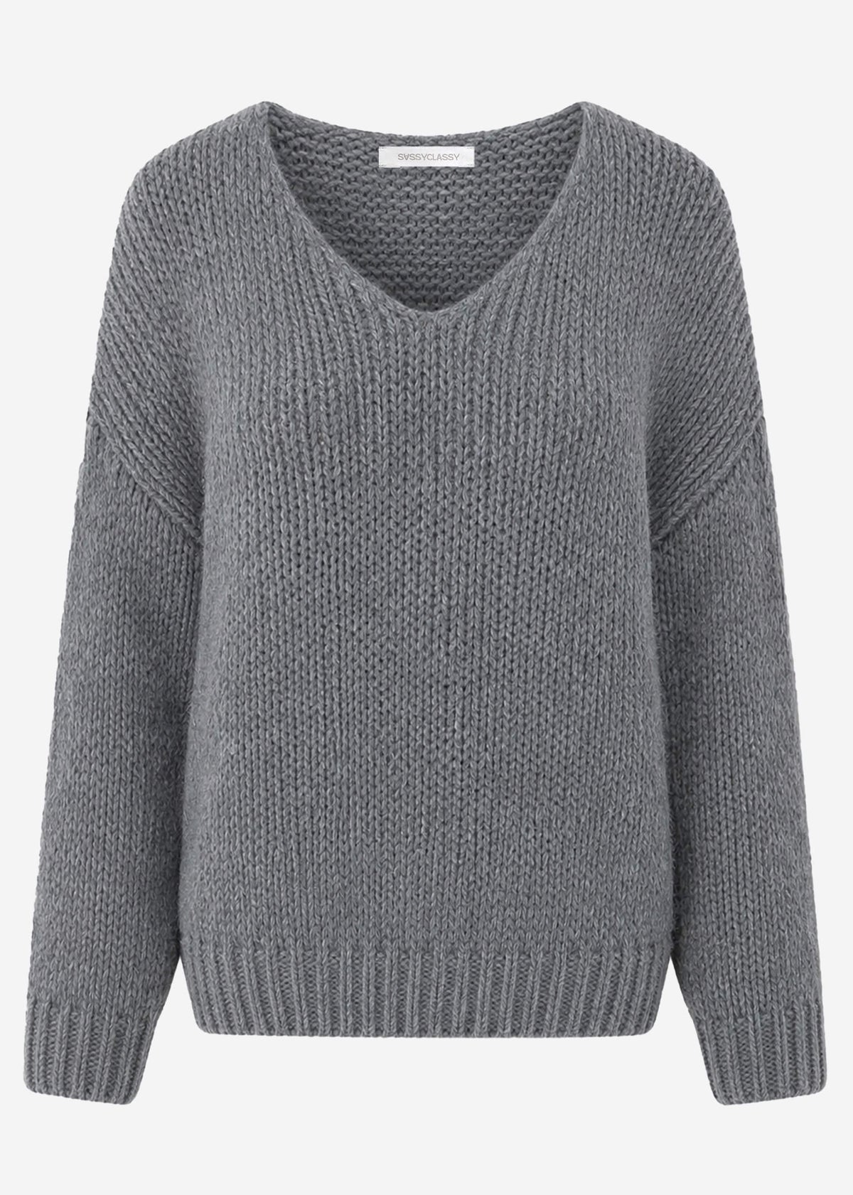 Pull oversize avec décolleté en V - gris foncé