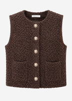 Gilet en bouclé avec poches - marron
