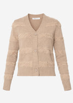 Cardigan avec des rayures duveteuses - taupe