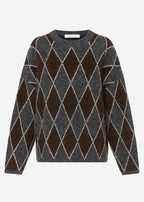 Pull en tricot oversize avec motif losange - gris-brun