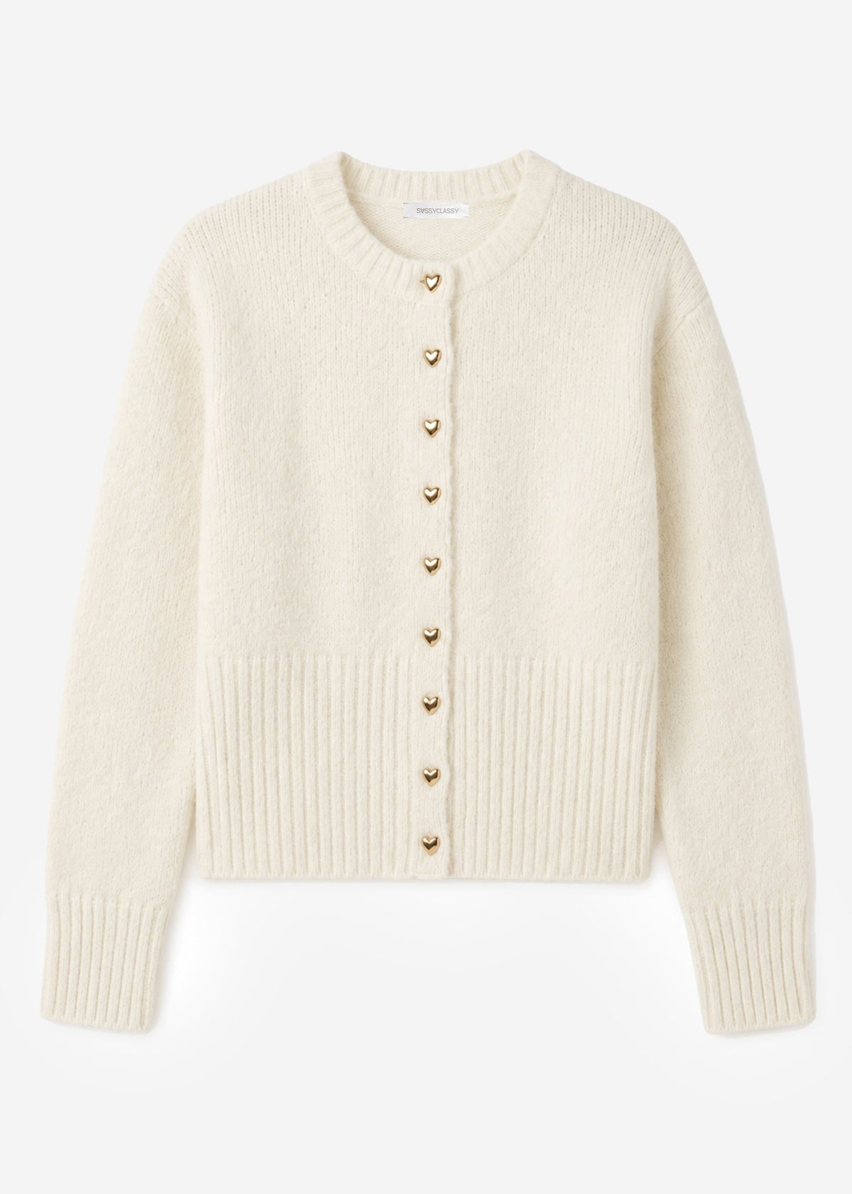 Cardigan avec boutons en forme de cœur - blanc cassé