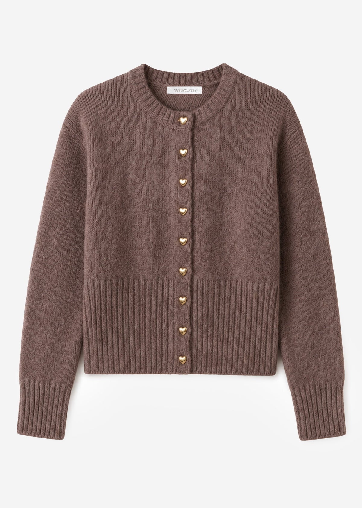 Gilet avec boutons en forme de cœur - marron