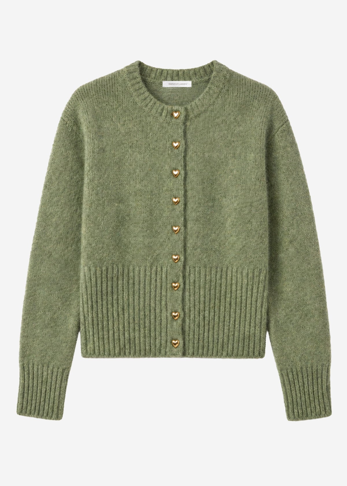 Gilet avec boutons en forme de cœur - kaki