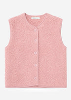 Gilet Teddy avec boutons - rose poudré