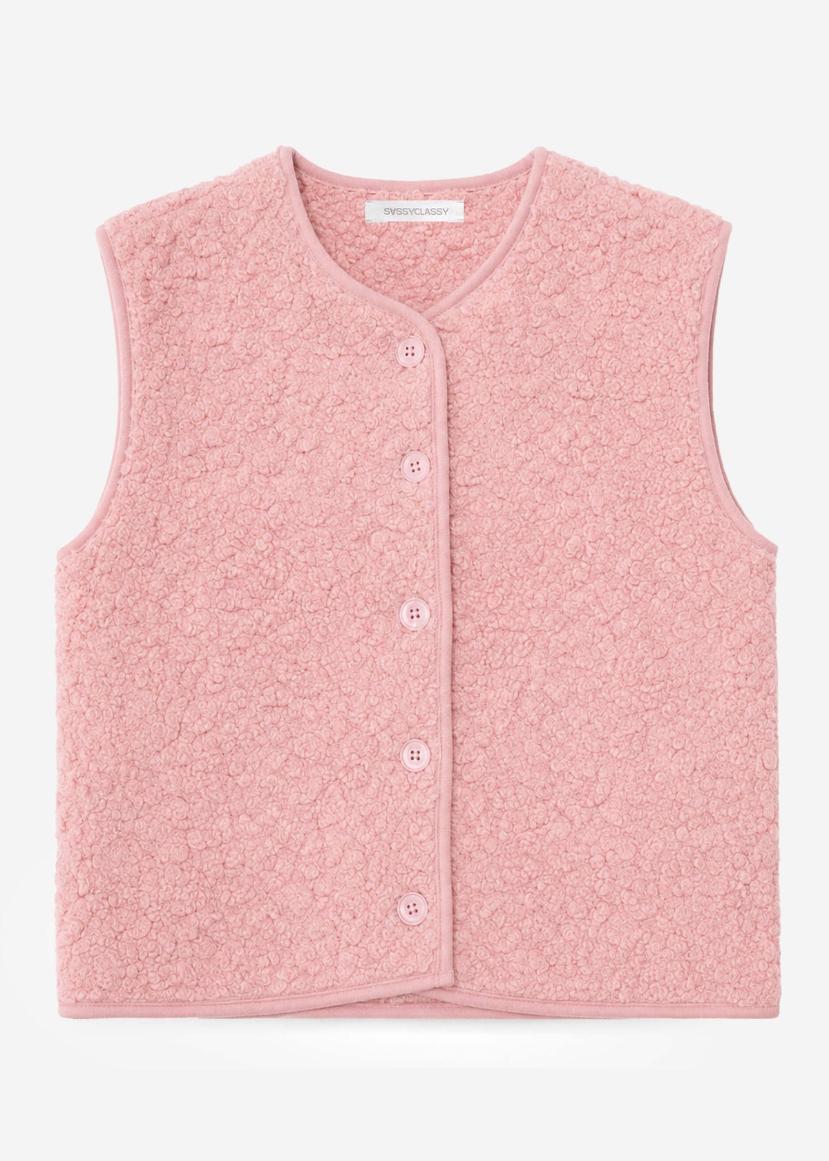 Gilet Teddy avec boutons - rose poudré