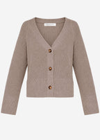 Cardigan en structure côtelée - taupe