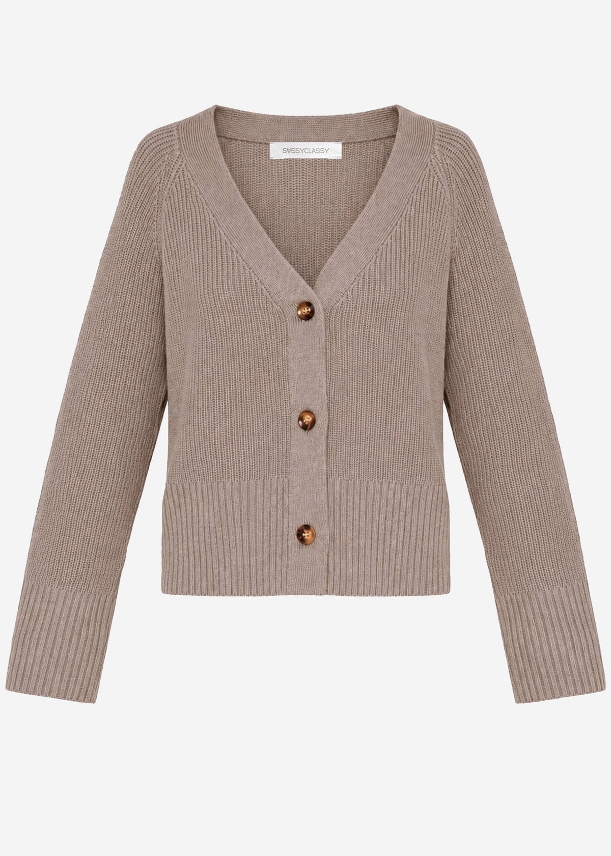 Cardigan en structure côtelée - taupe