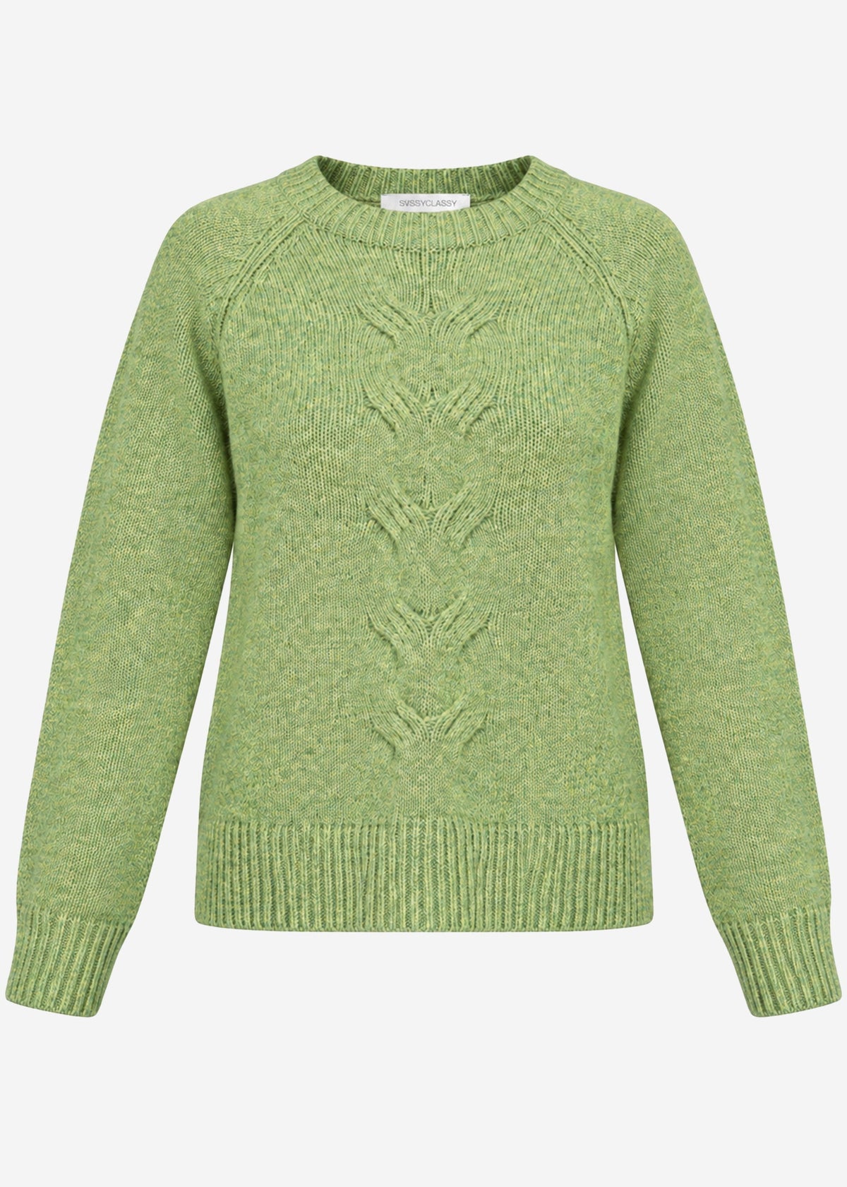 Pull en tricot avec motif en torsades - vert