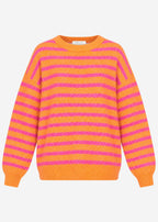 Pull en tricot avec design à rayures - rose-orange