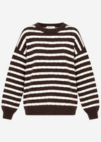 Pull en tricot avec design rayé - marron-blanc cassé