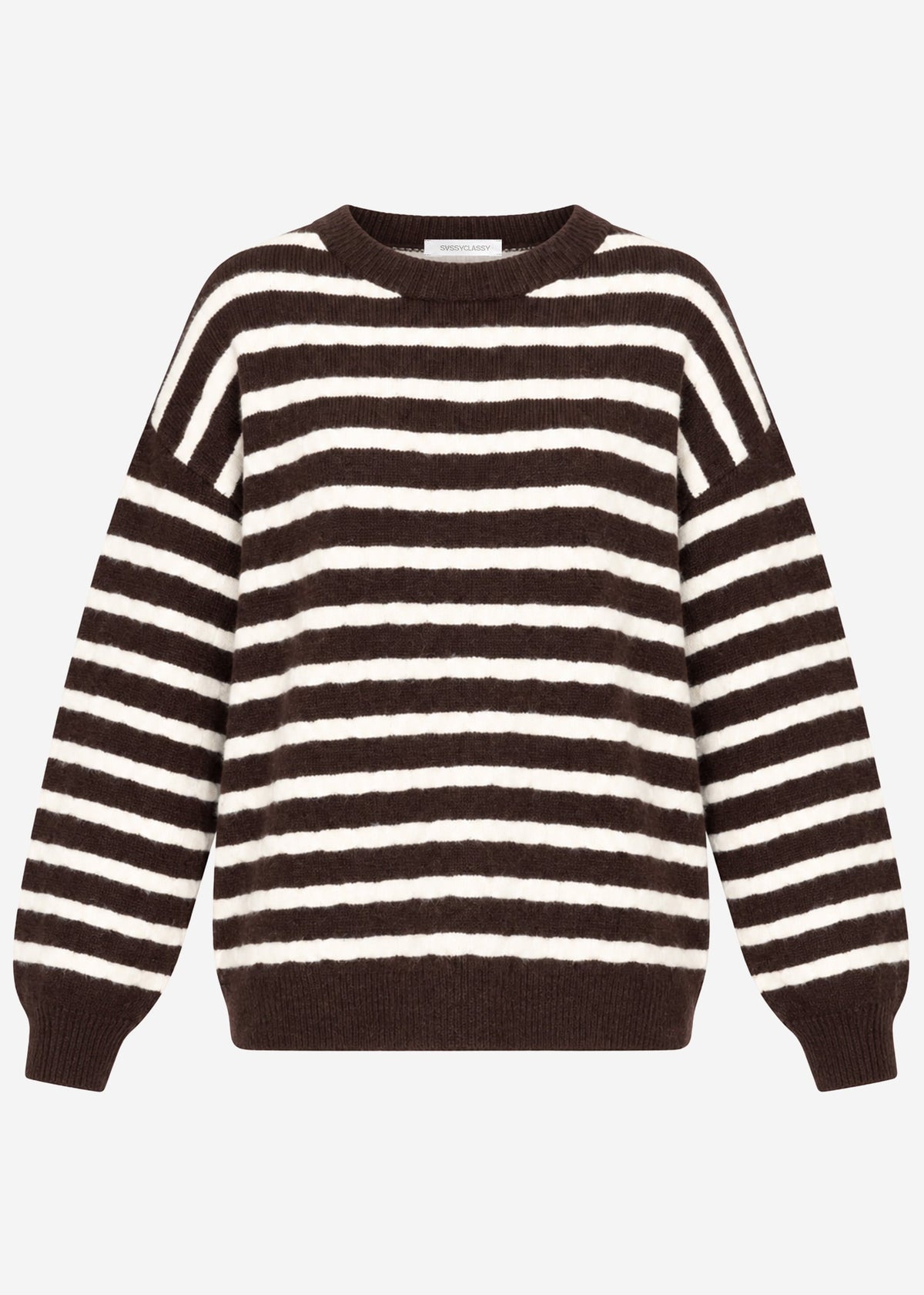 Pull en tricot avec design rayé - marron-blanc cassé