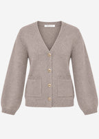 Gilet avec décolleté en V et boutons dorés - taupe