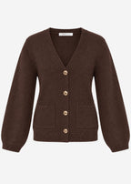 Gilet avec décolleté en V et boutons dorés - marron
