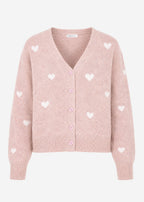 Cardigan avec cœurs blancs - beige