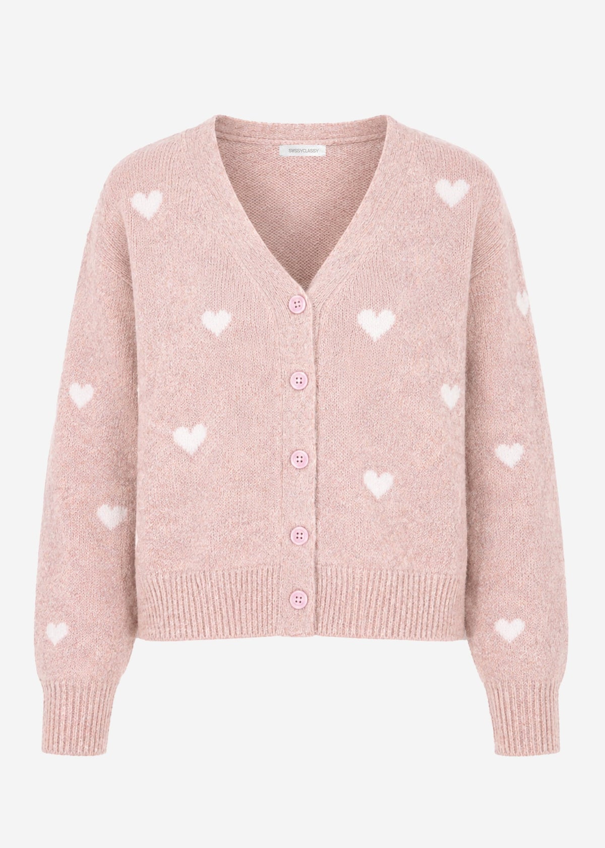 Cardigan avec cœurs blancs - beige