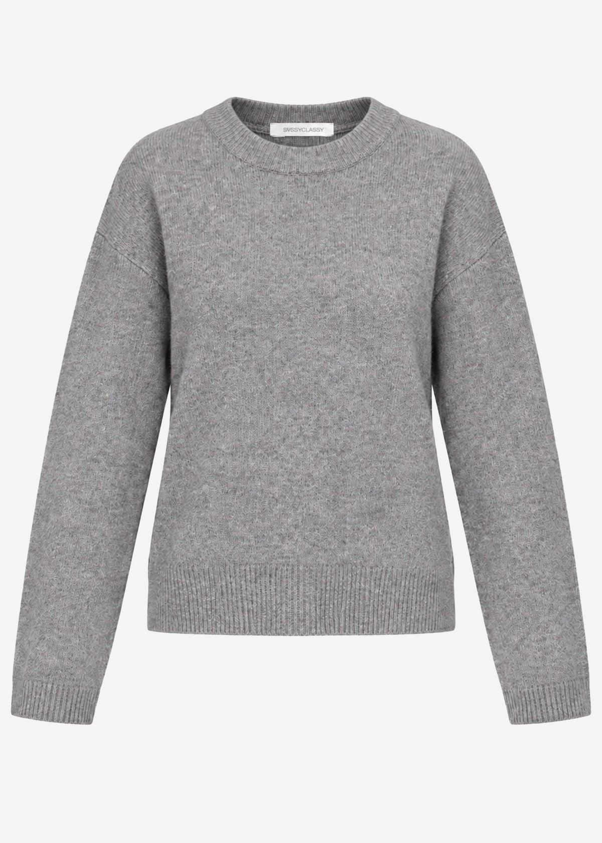 Pull classique à col rond - taupe