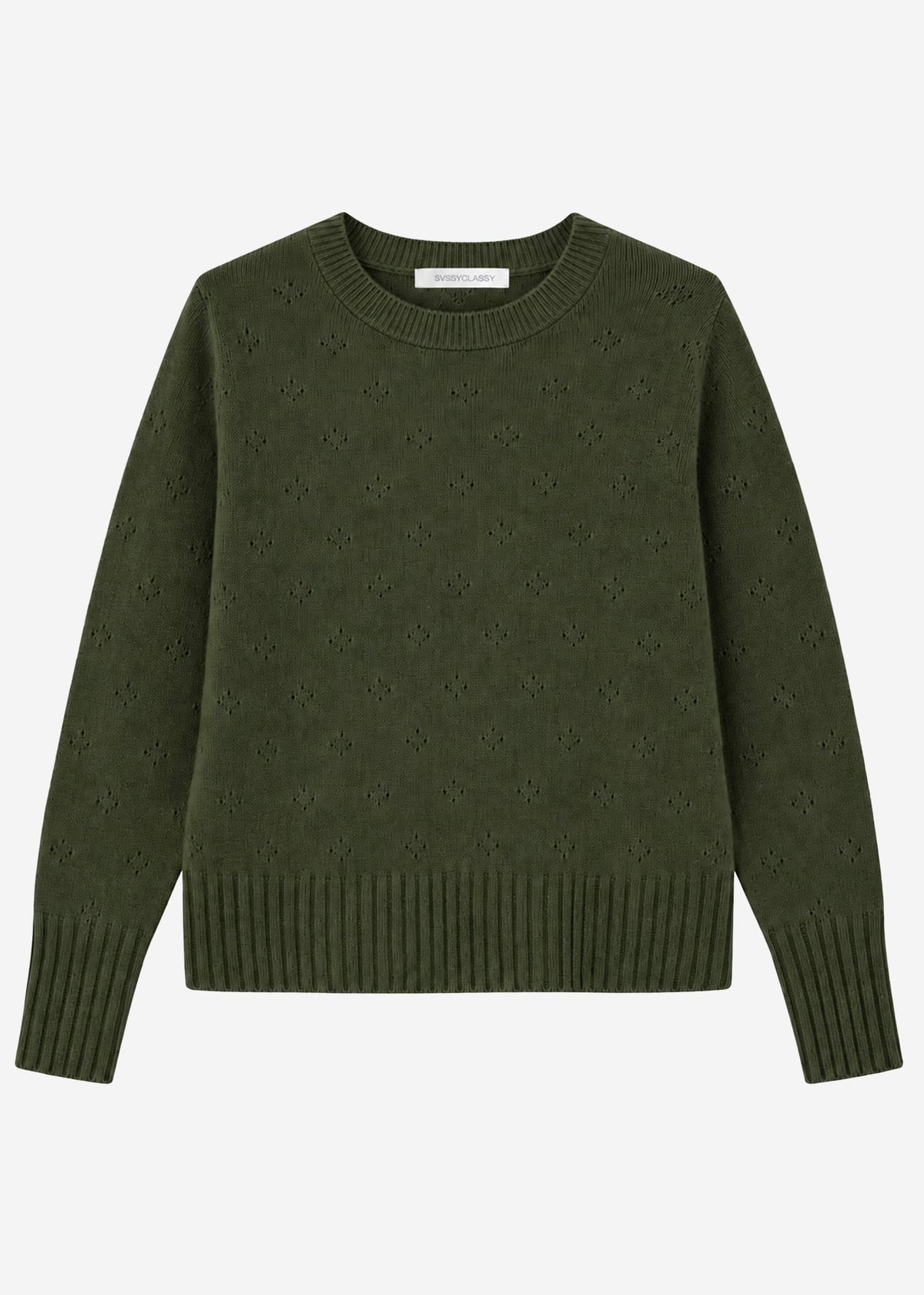 Pull fin tricoté avec motif en relief - vert