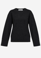 Pull en tricot avec détail de bouton - noir