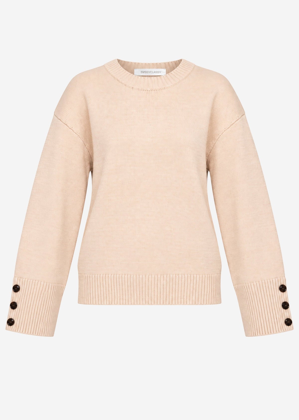 Pull en tricot avec détail de bouton - beige