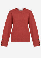 Pull en tricot avec détail de bouton - rouge rouille