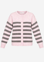 Cardigan rayé avec empiècement - rose