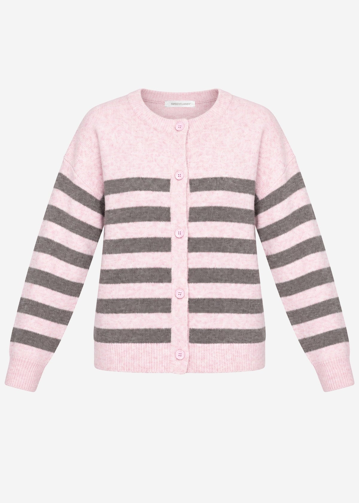 Cardigan rayé avec empiècement - rose