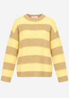 Pull en tricot à rayures - jaune-taupe