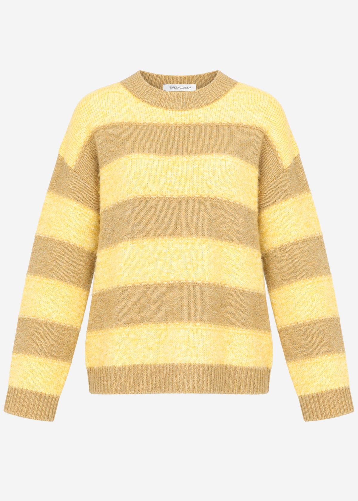 Pull en tricot à rayures - jaune-taupe