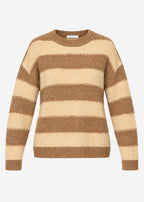 Pull en tricot à rayures - camel-beige
