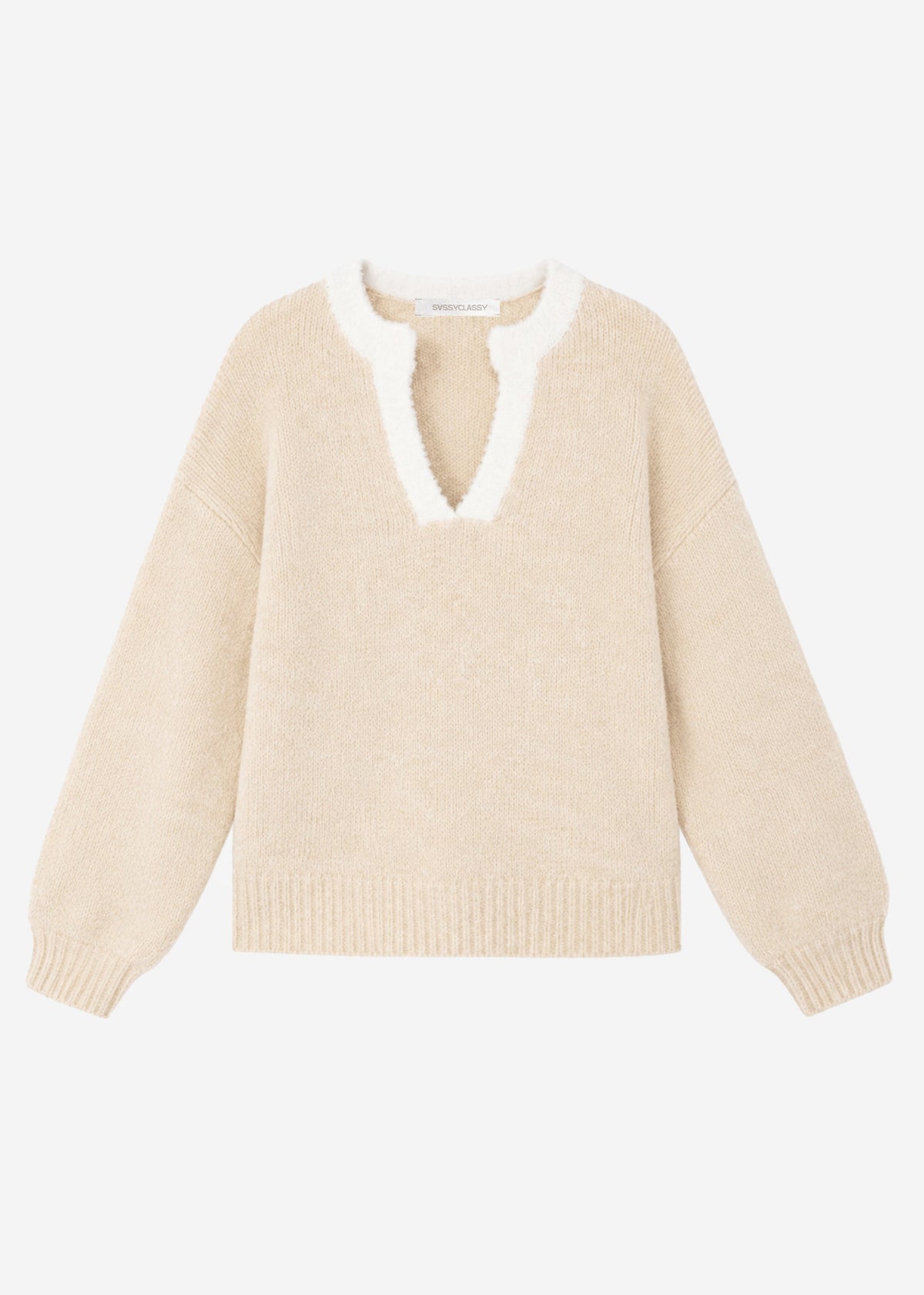 Pull avec bord - beige