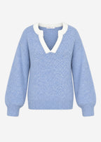 Pull avec bordure - bleu jean