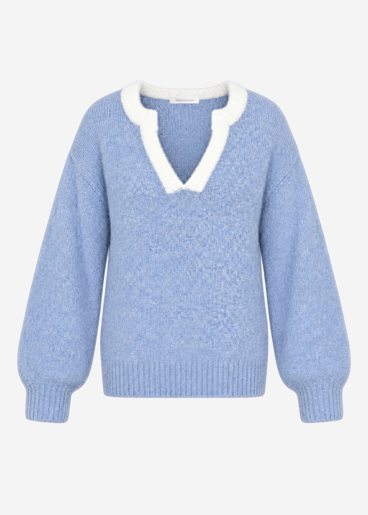 Pull avec bordure - bleu jean
