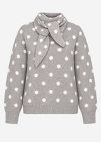 Pull à pois avec écharpe - taupe