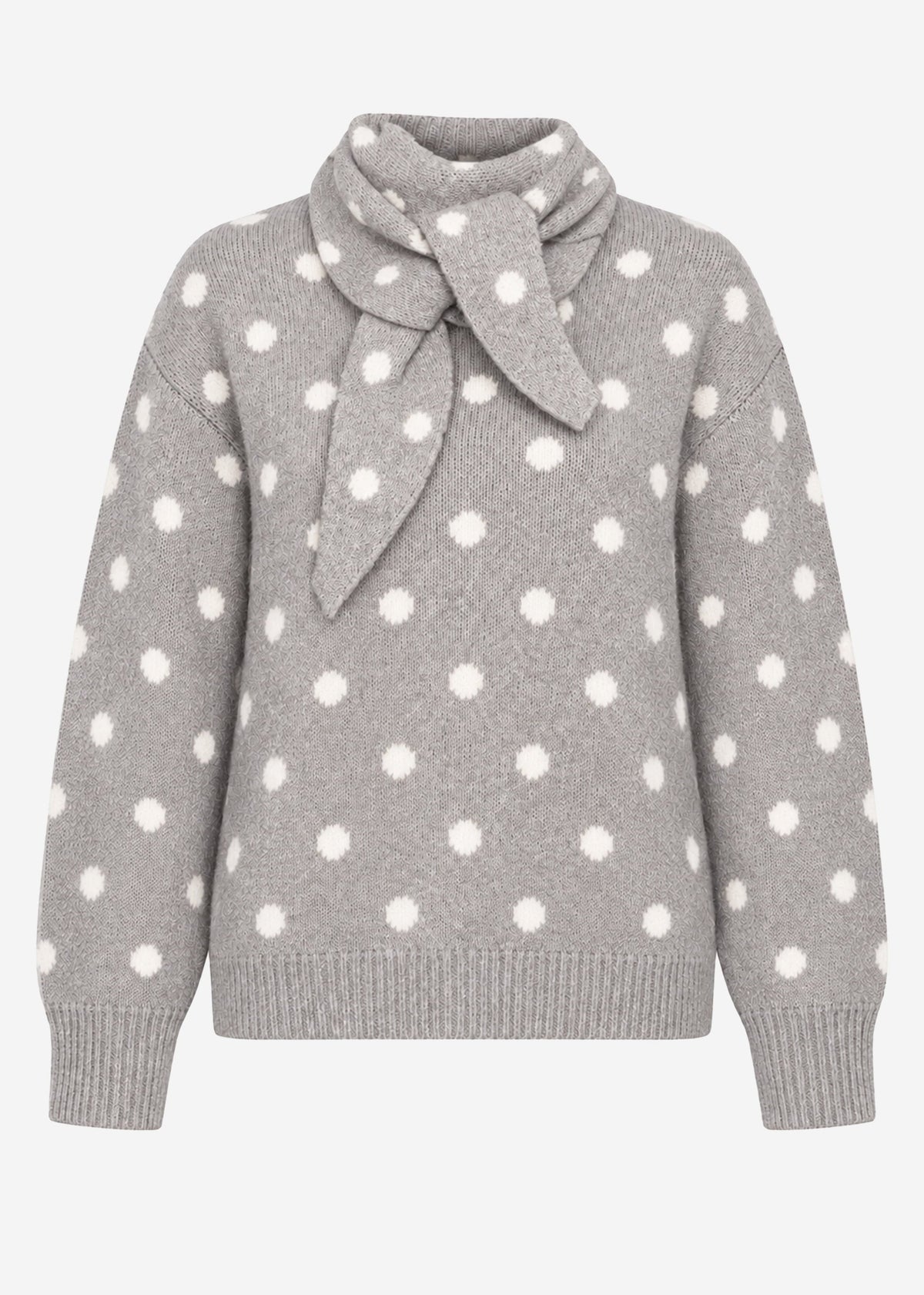 Pull à pois avec écharpe - taupe