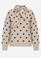 Pull à pois avec écharpe - beige